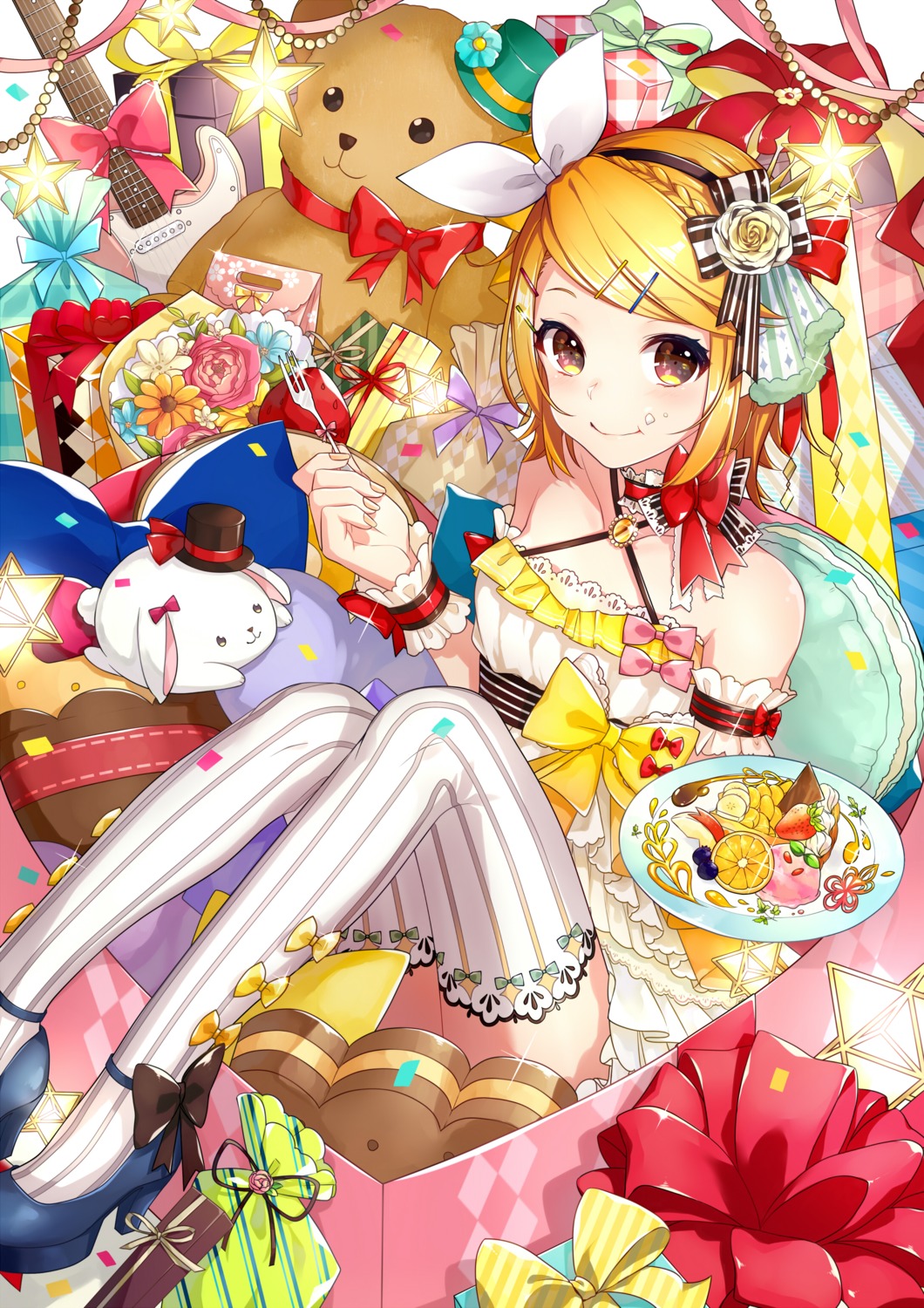 gari, guitar, heels, kagamine_rin, thighhighs, vocaloid
