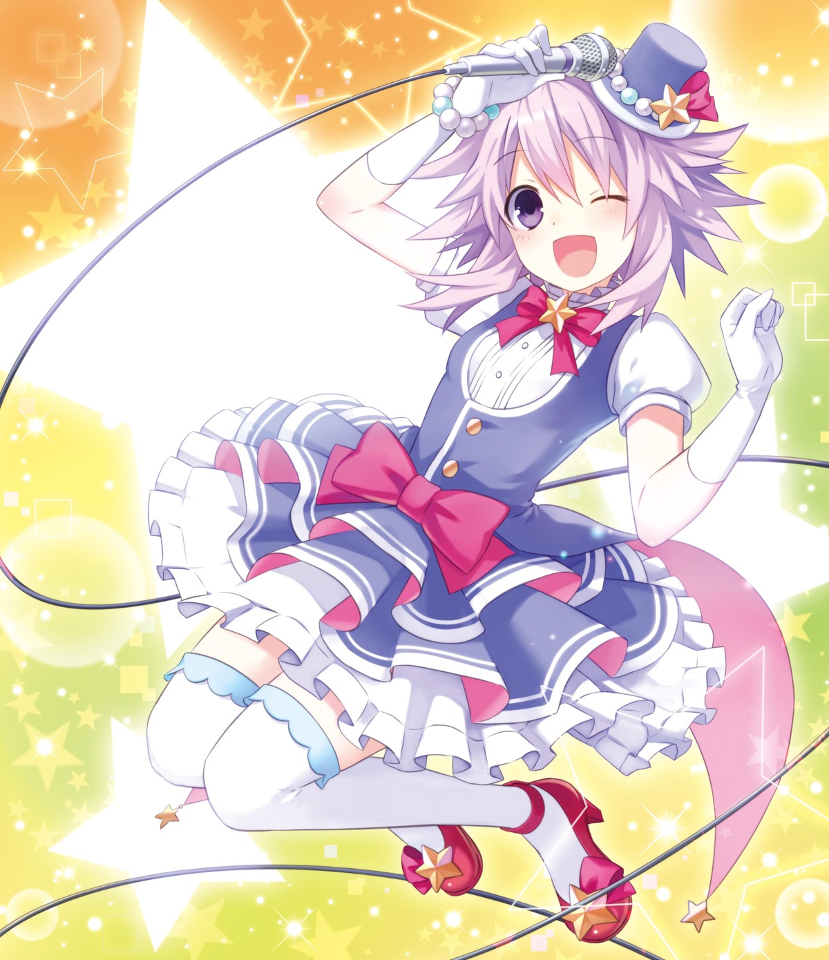 choujigen_game_neptune, dress, heels, kami_jigen_idol_neptune_pp, neptune, thighhighs, tsunako