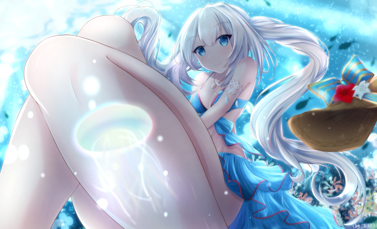 bikini, cleavage, fate/grand_order, jiang_xin, marie_antoinette_(fate), swimsuits