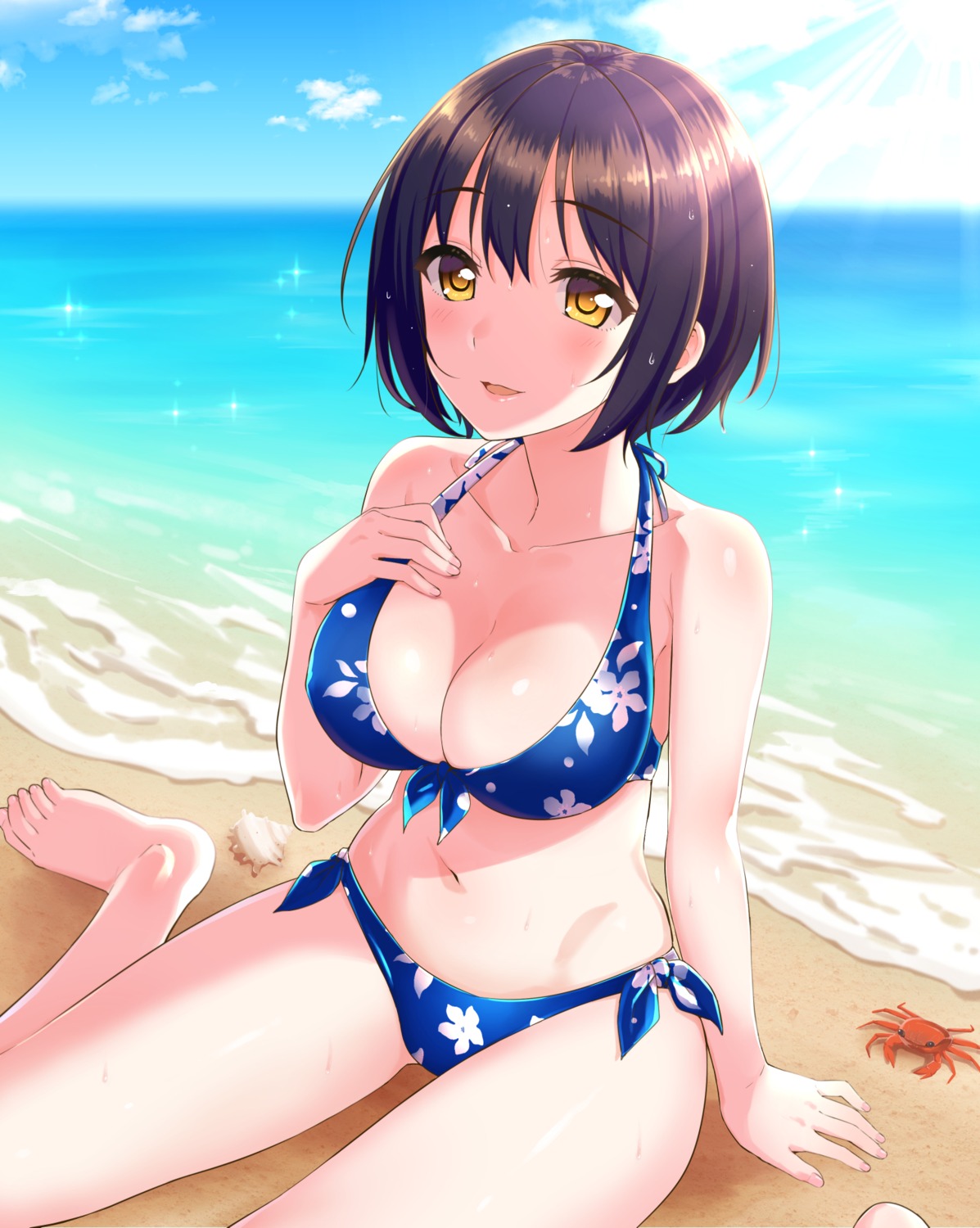bikini, breast_hold, cleavage, swimsuits, takafuji_kako, the_idolm@ster, the_idolm@ster_cinderella_girls, tokita_arumi, wet