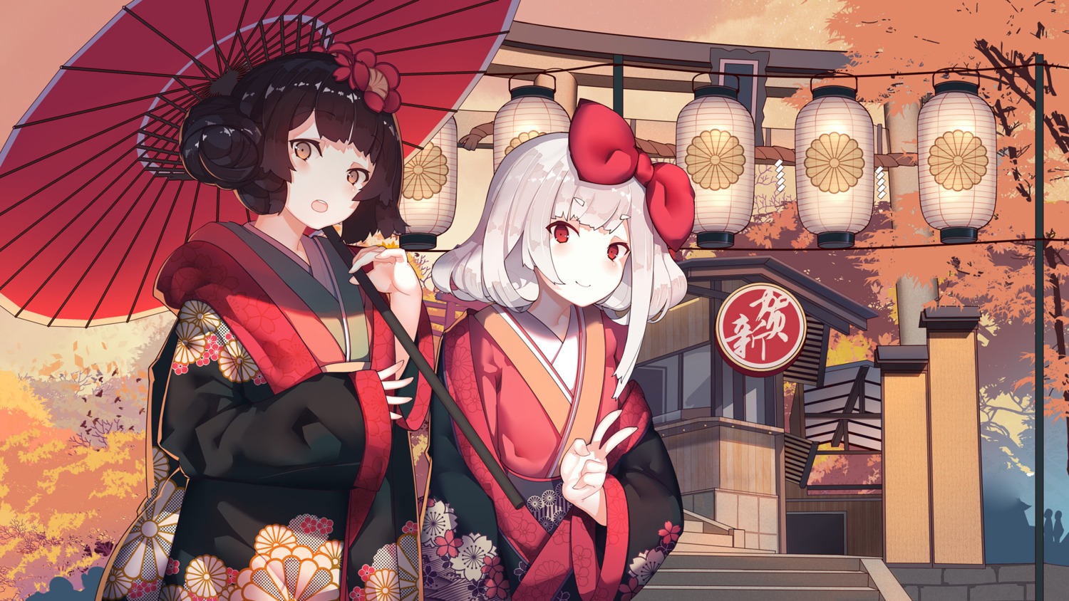 kimono, rain_lan, umbrella, wallpaper