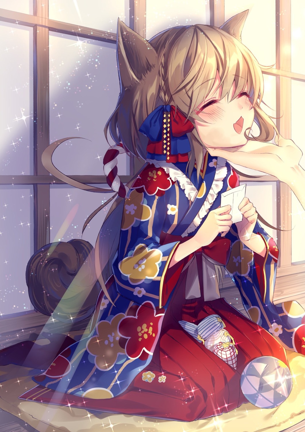 animal_ears, heels, kimono, tail, tyanotya