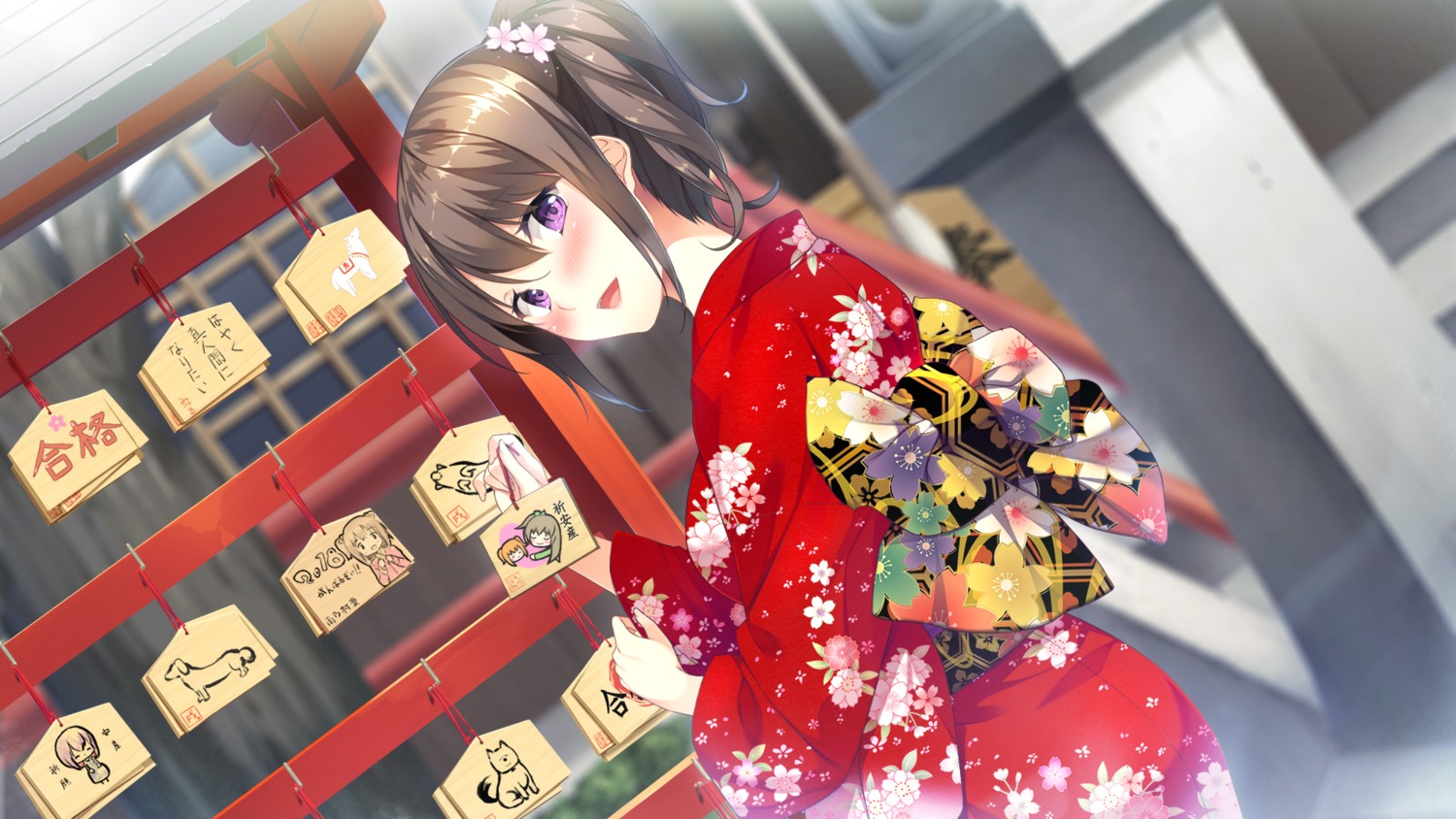 ayase_hazuki, candysoft, hachimitsu_soft, harmoney, ichinose_ayako, kimono, wallpaper