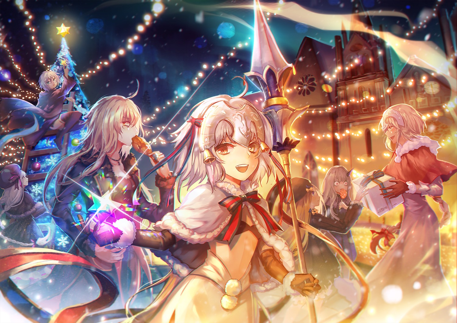 abigail_williams_(fate), akira_aishi, bra, christmas, dress, fate/extra, fate/grand_order, fate/stay_night, horns, jack_the_ripper, jeanne_d'arc, jeanne_d'arc_(fate), jeanne_d'arc_alter_(fate), jeanne_d'arc_alter_santa_lily, lavinia_whateley_(fate/grand_order), nursery_rhyme_(fate/extra)