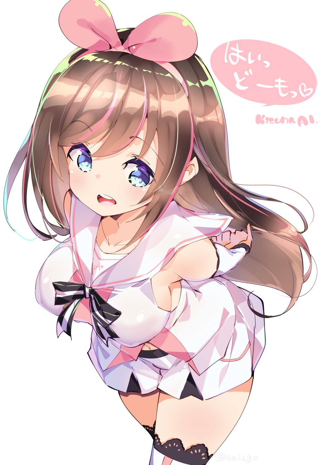fujishimasei_1_gou, kizuna_ai, kizuna_ai_inc., thighhighs