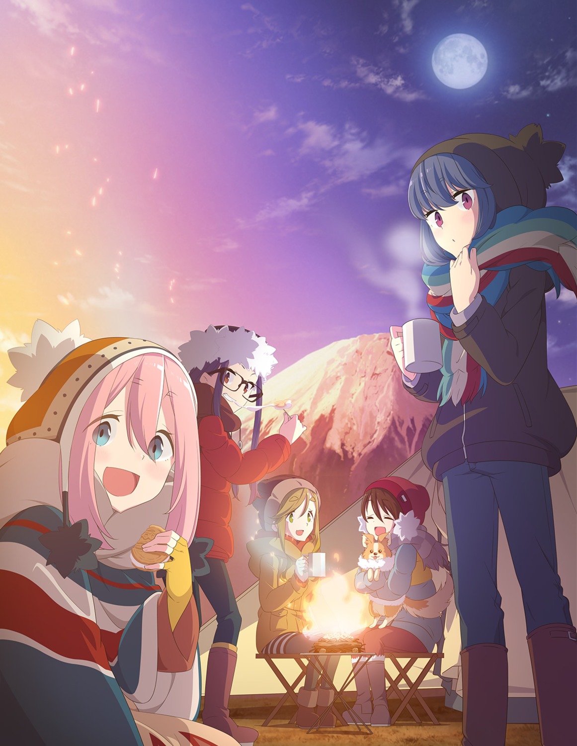 inuyama_aoi, jpeg_artifacts, kagamihara_nadeshiko, megane, oogaki_chiaki, pantyhose, saitou_ena, sasaki_mutsumi_(bee_train)