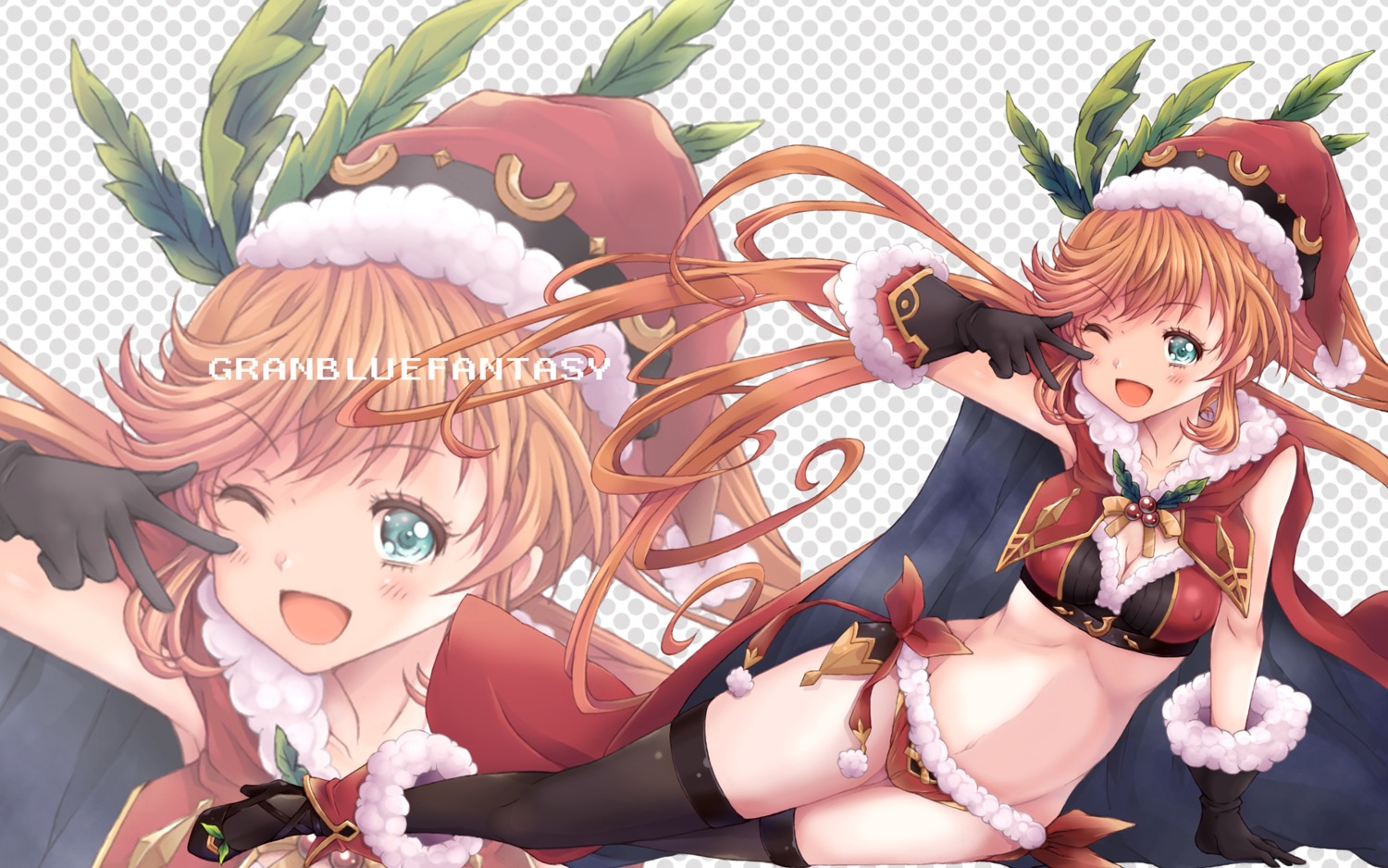 bikini_armor, christmas, clarisse_(granblue_fantasy), cleavage, granblue_fantasy, heels, kannagi_kaname, thighhighs, wallpaper