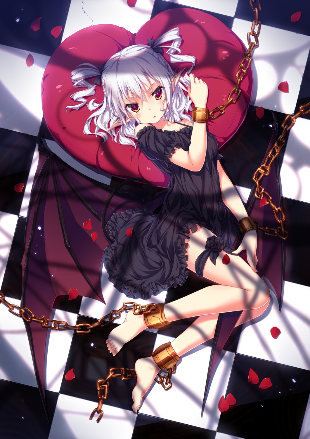 bondage, dress, pointy_ears, ugume, wings