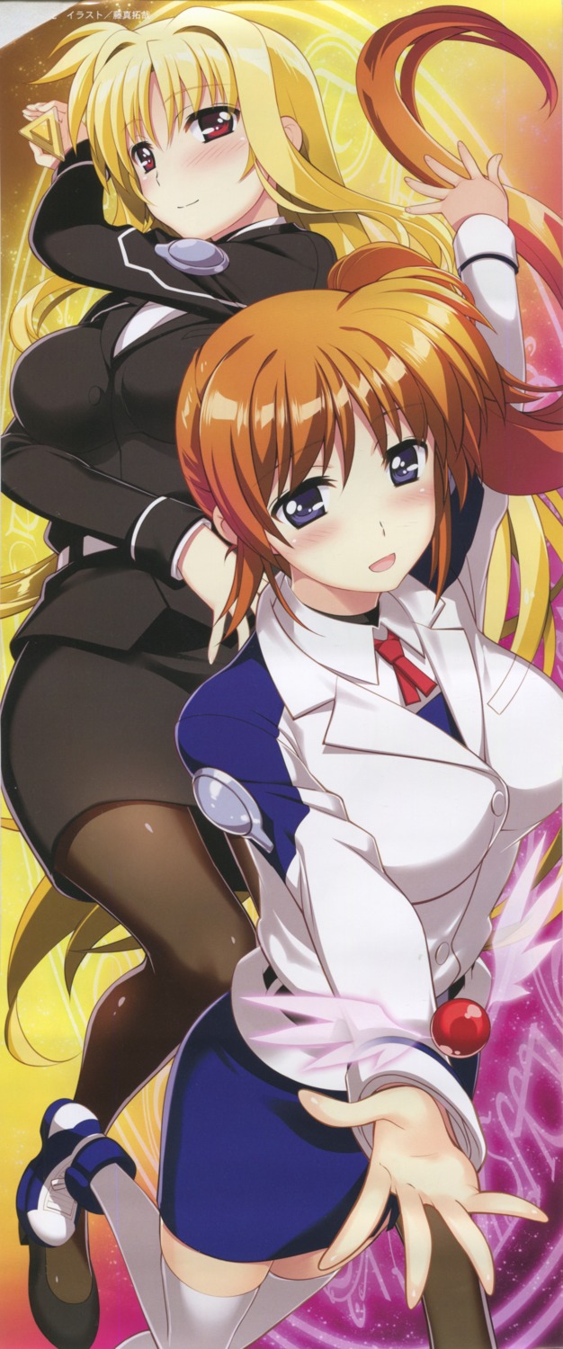 crease, fate_testarossa, fujima_takuya, heels, mahou_shoujo_lyrical_nanoha, mahou_shoujo_lyrical_nanoha_vivid, pantyhose, scanning_resolution