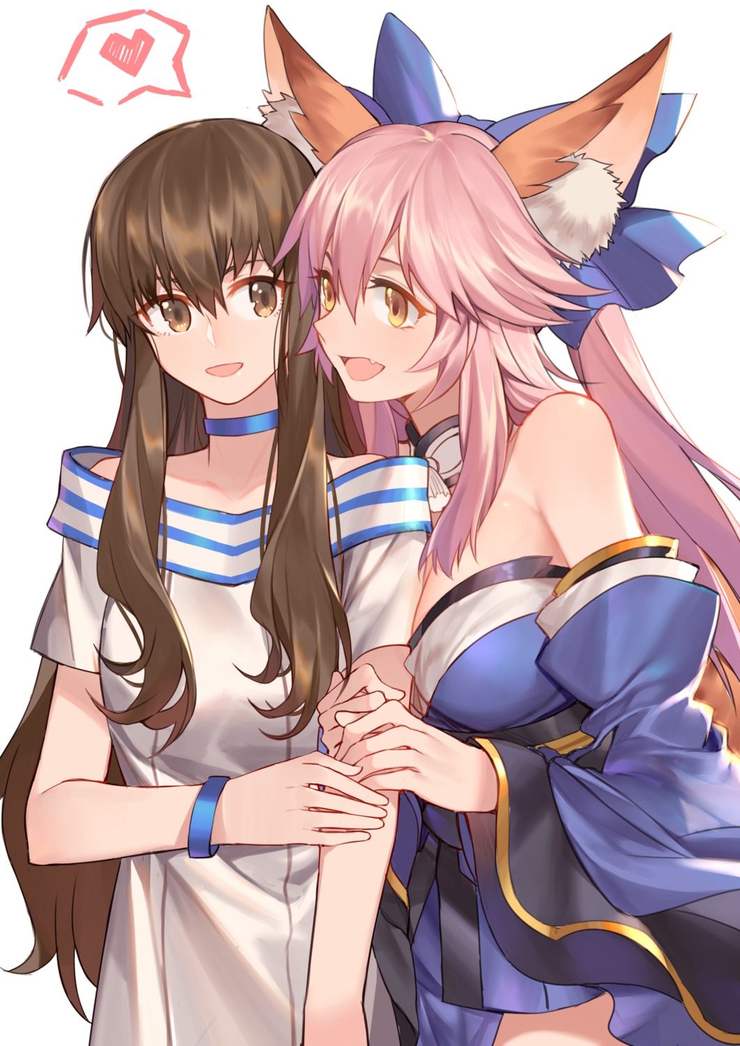 animal_ears, dress, fate/extella, fate/extra, fate/stay_night, japanese_clothes, kishinami_hakuno_(female), tamamo_no_mae