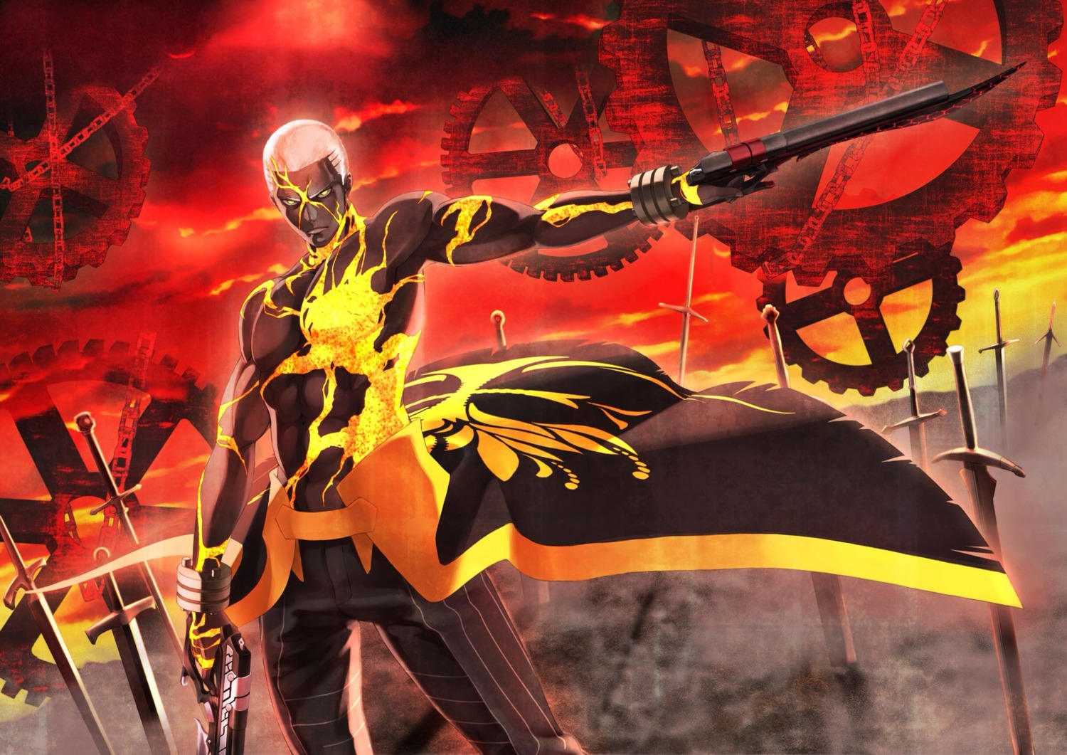 akamiso, emiya_alter, fate/grand_order, gun, sword