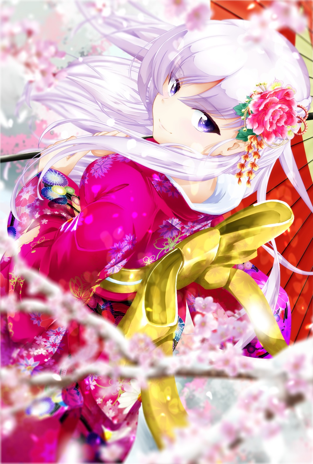 azur_lane, belfast_(azur_lane), kimono, wakamoto_riwo
