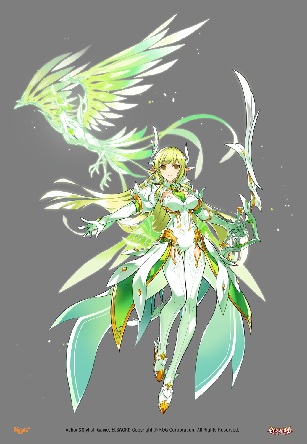 bodysuit, elf, elsword, pointy_ears, rena_(elsword), tagme, transparent_png
