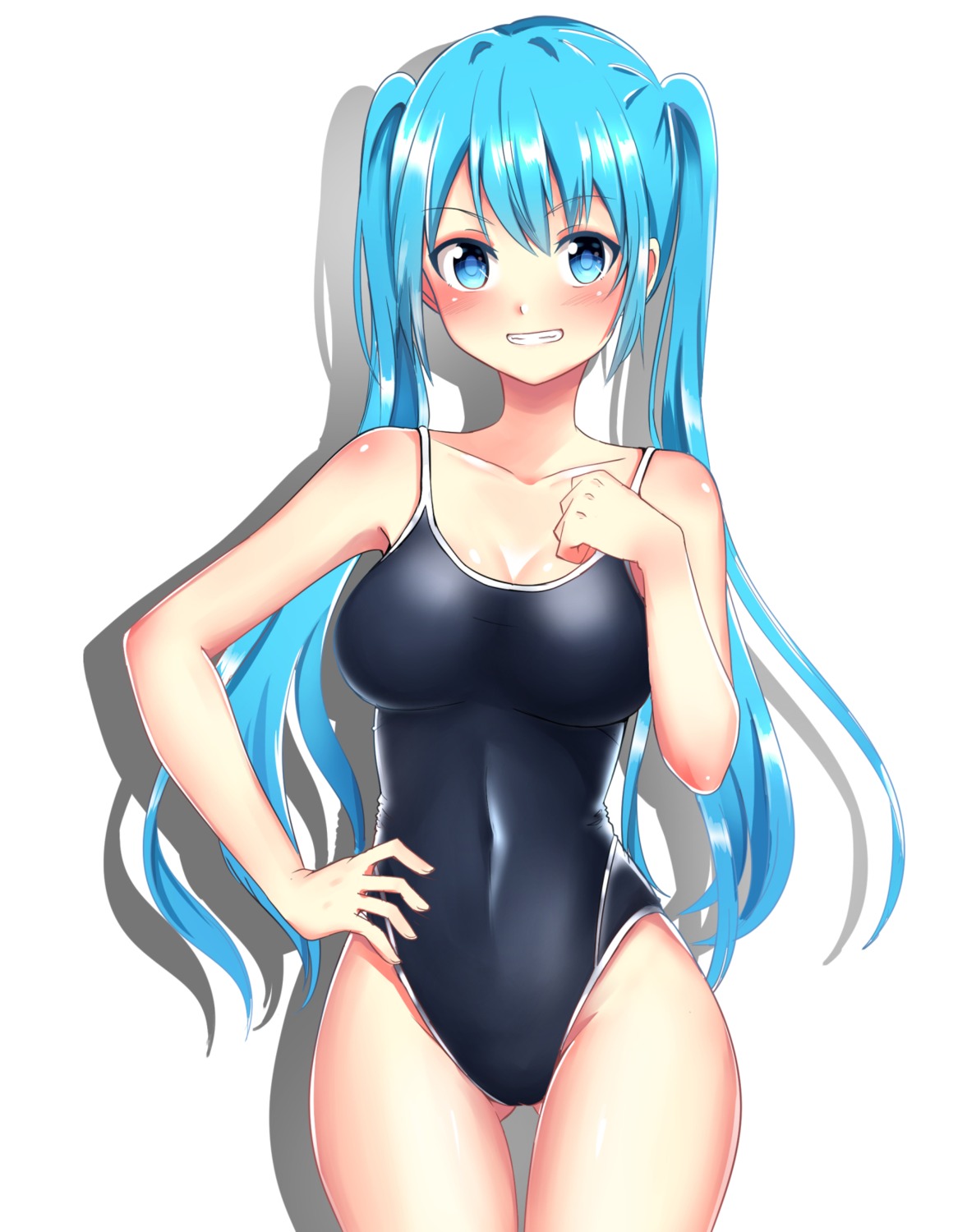baretto_(karasi07), cleavage, hatsune_miku, school_swimsuit, swimsuits, vocaloid