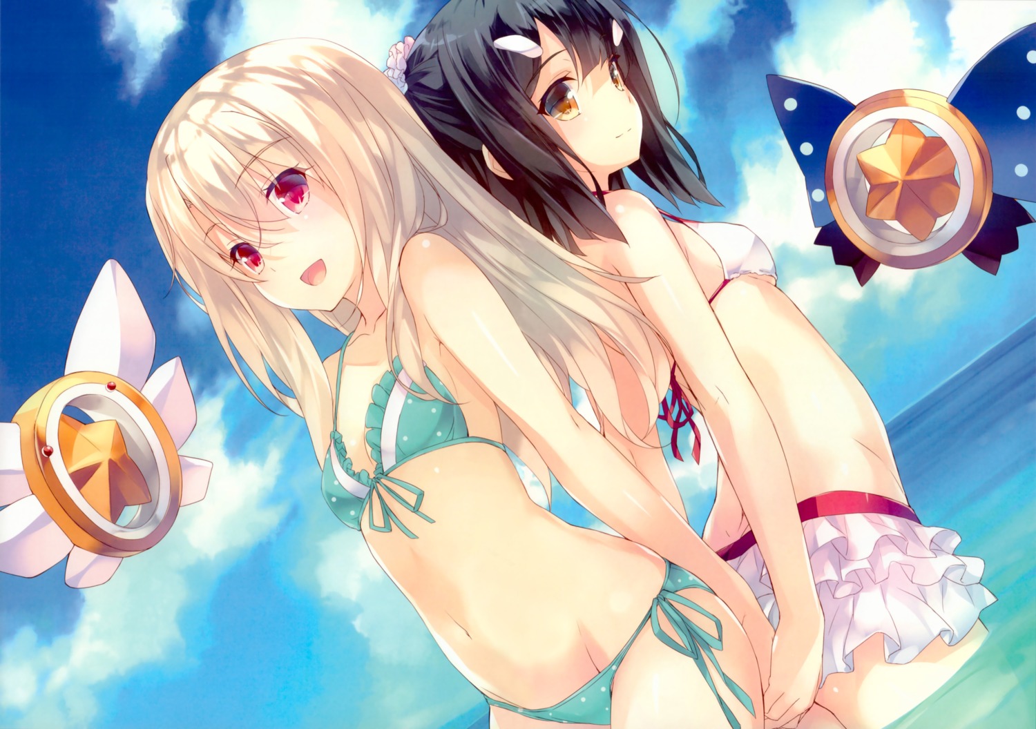 amami_mikihiro, bikini, cleavage, fate/kaleid_liner_prisma_illya, fate/stay_night, illyasviel_von_einzbern, miyu_edelfelt, swimsuits