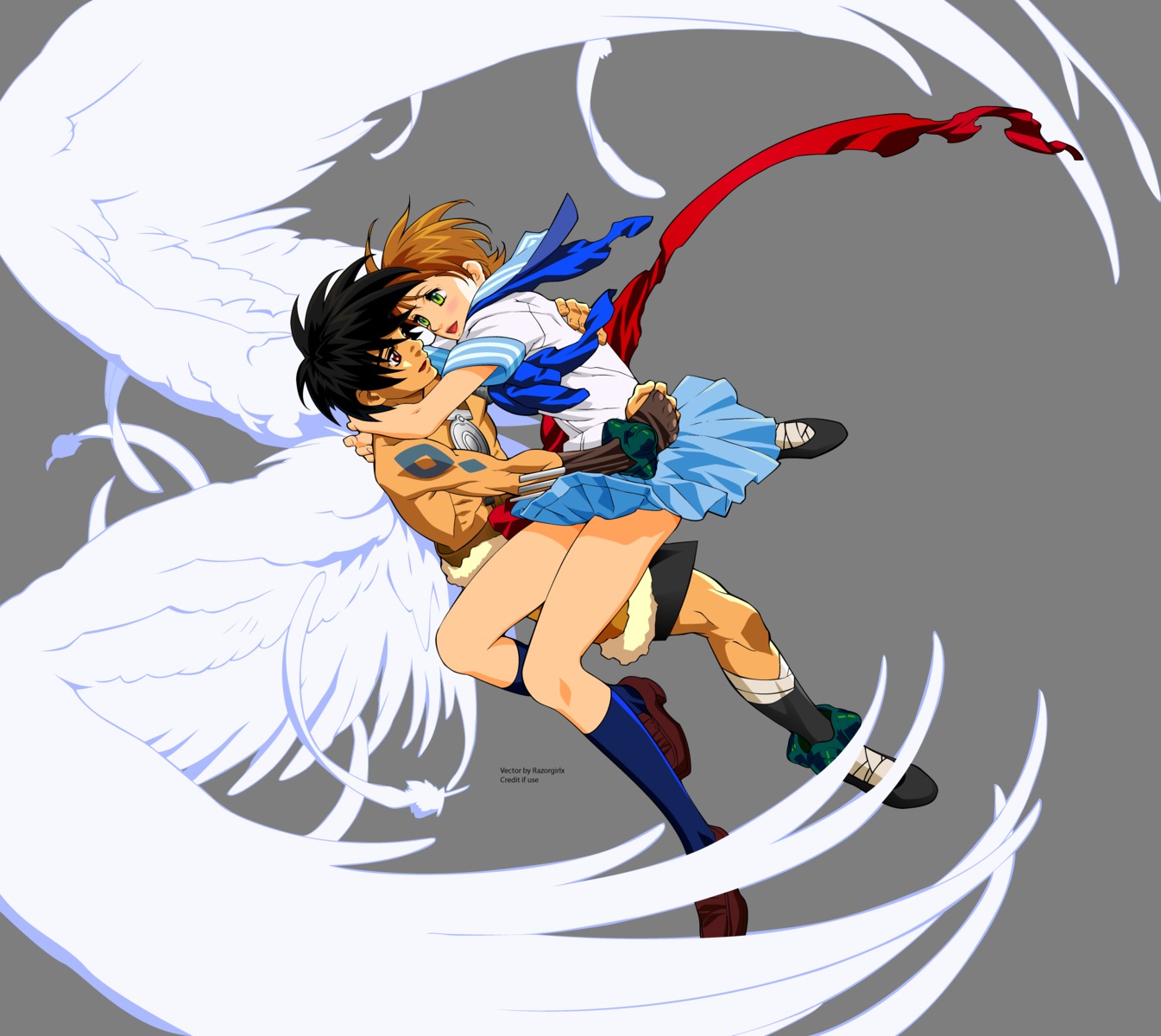 escaflowne, kanzaki_hitomi, transparent_png, van_fanel, vector_trace, watermark