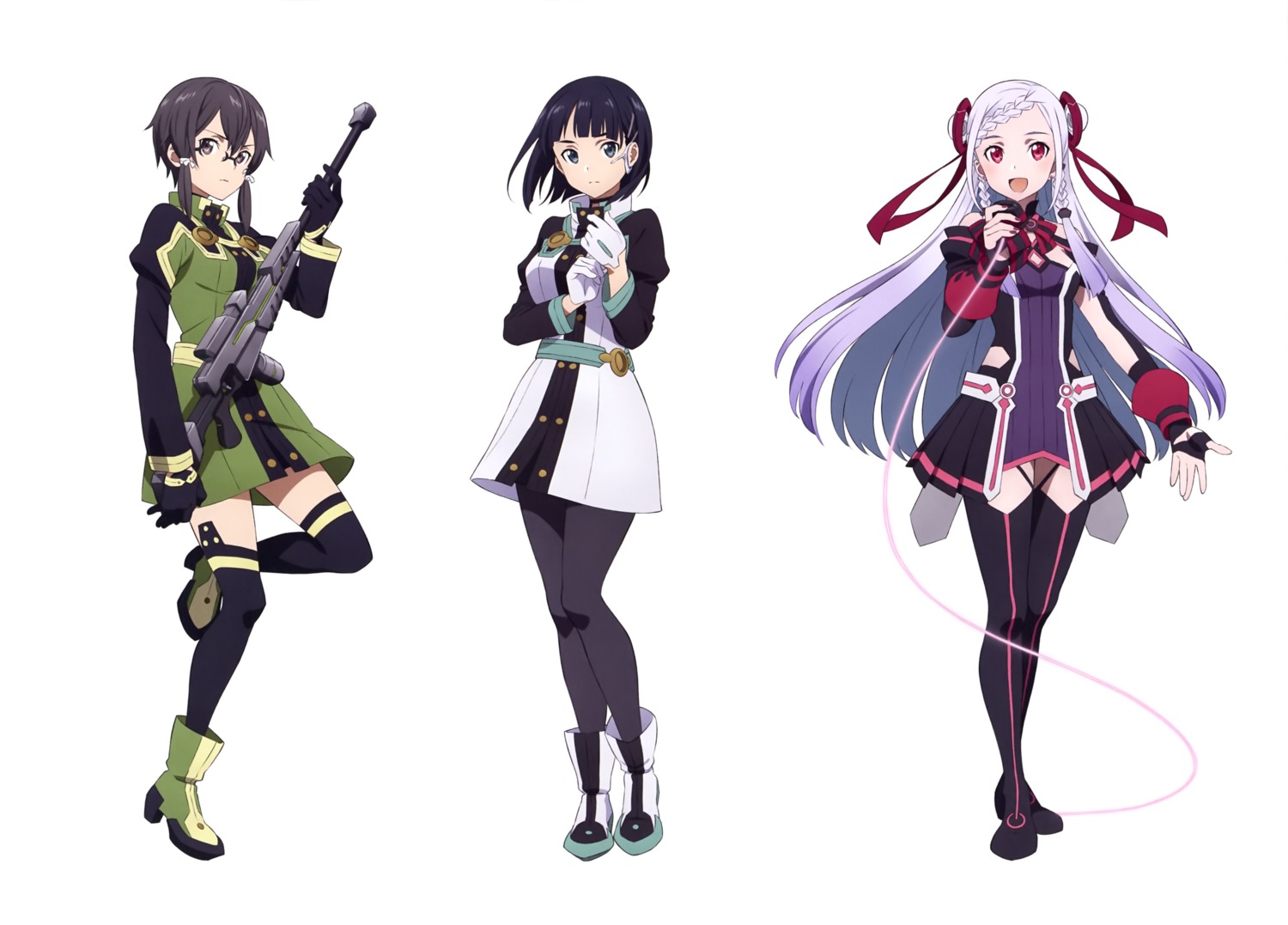 asada_shino, gun, heels, kirigaya_suguha, megane, pantyhose, sword_art_online, sword_art_online_ordinal_scale