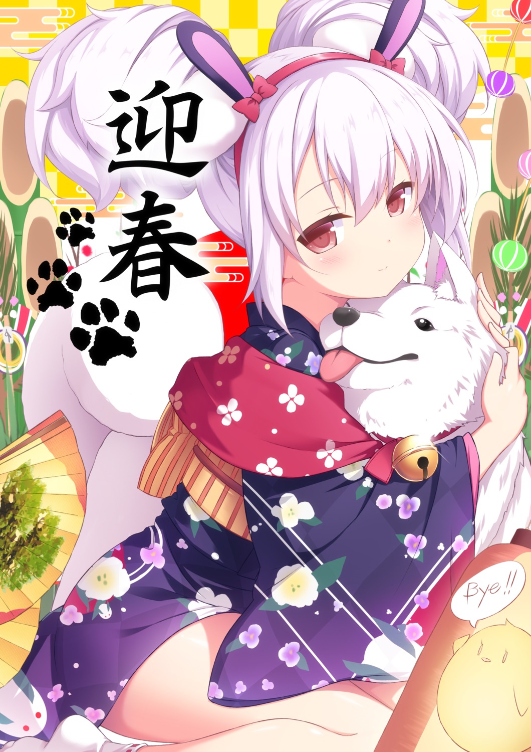 animal_ears, azur_lane, bunny_ears, japanese_clothes, laffey_(azur_lane), sasakura_momizi