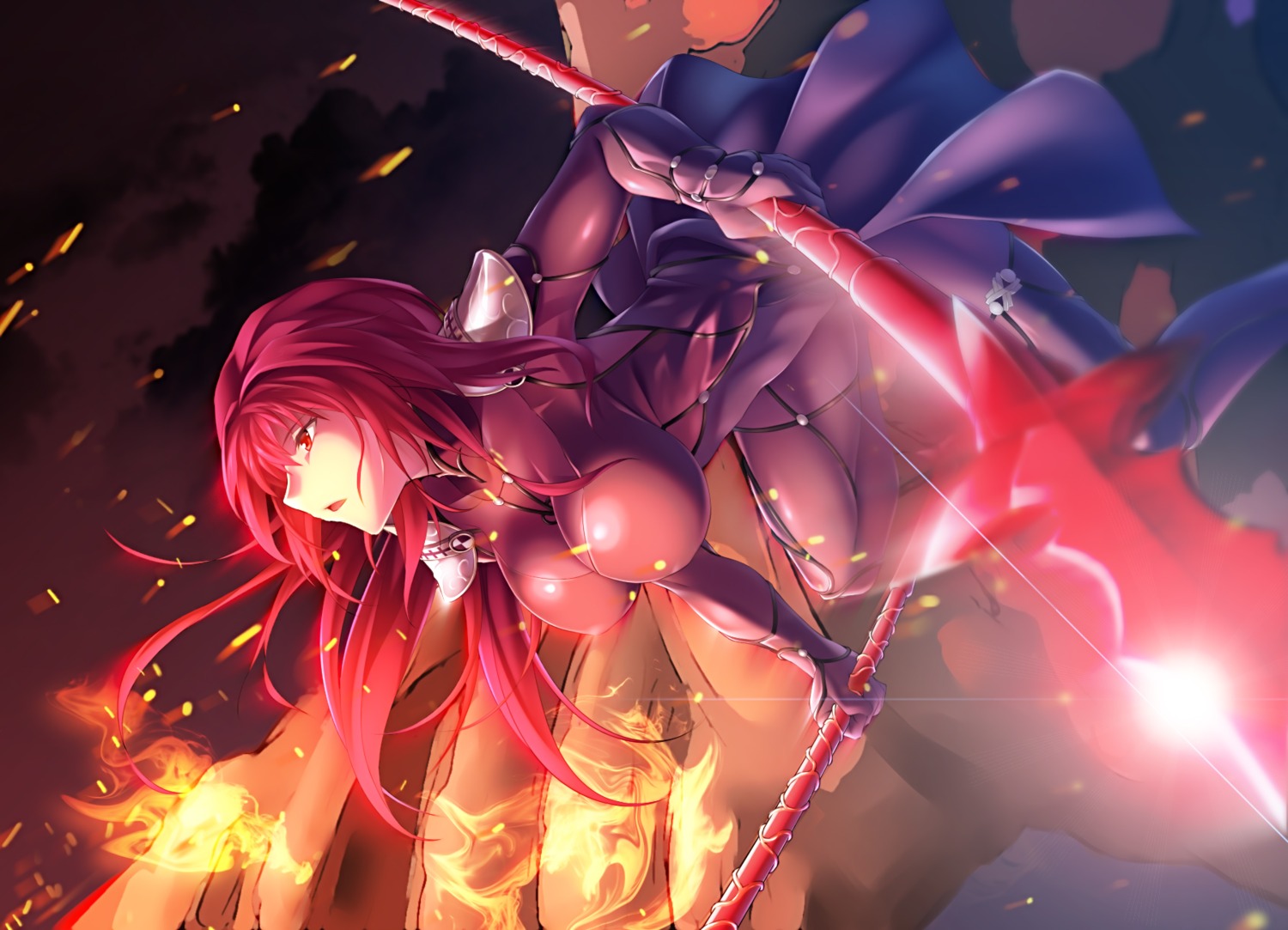 armor, bodysuit, fate/grand_order, kokutou, scathach_(fate), weapon