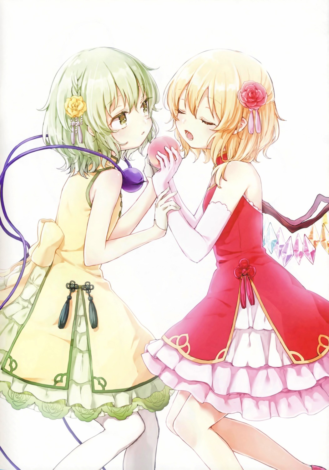 flandre_scarlet, honotai, komeiji_koishi, pantyhose, pointy_ears, ponopp, touhou, wings