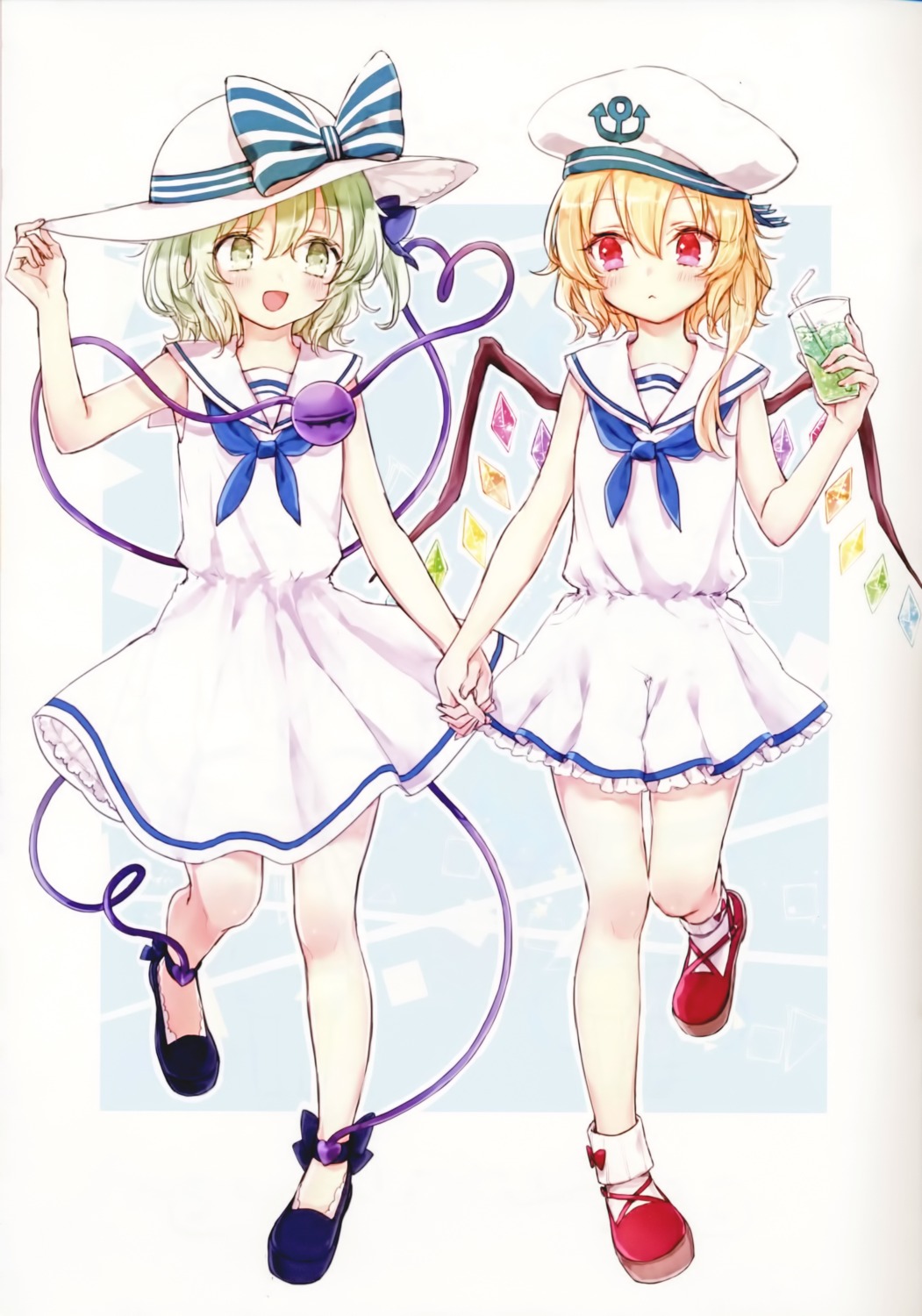 flandre_scarlet, honotai, komeiji_koishi, ponopp, seifuku, touhou, wings