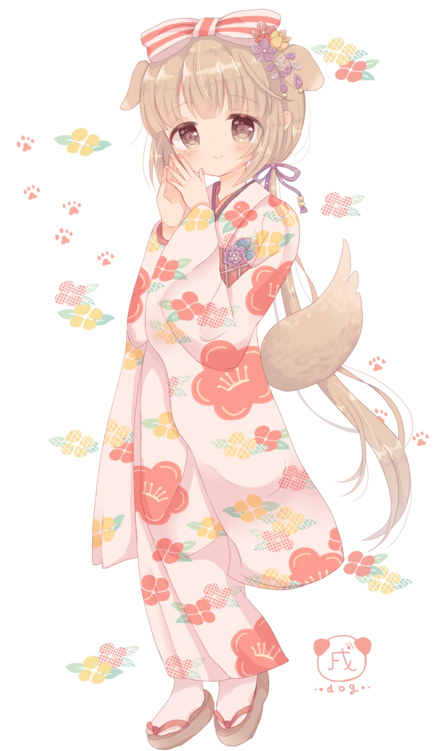 animal_ears, kimono, roromi, tail, the_idolm@ster, the_idolm@ster_cinderella_girls, yorita_yoshino