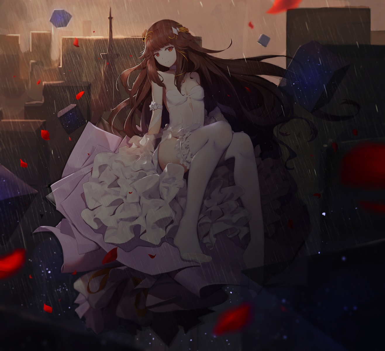 asa_ni_haru, cleavage, dress, feet, thighhighs