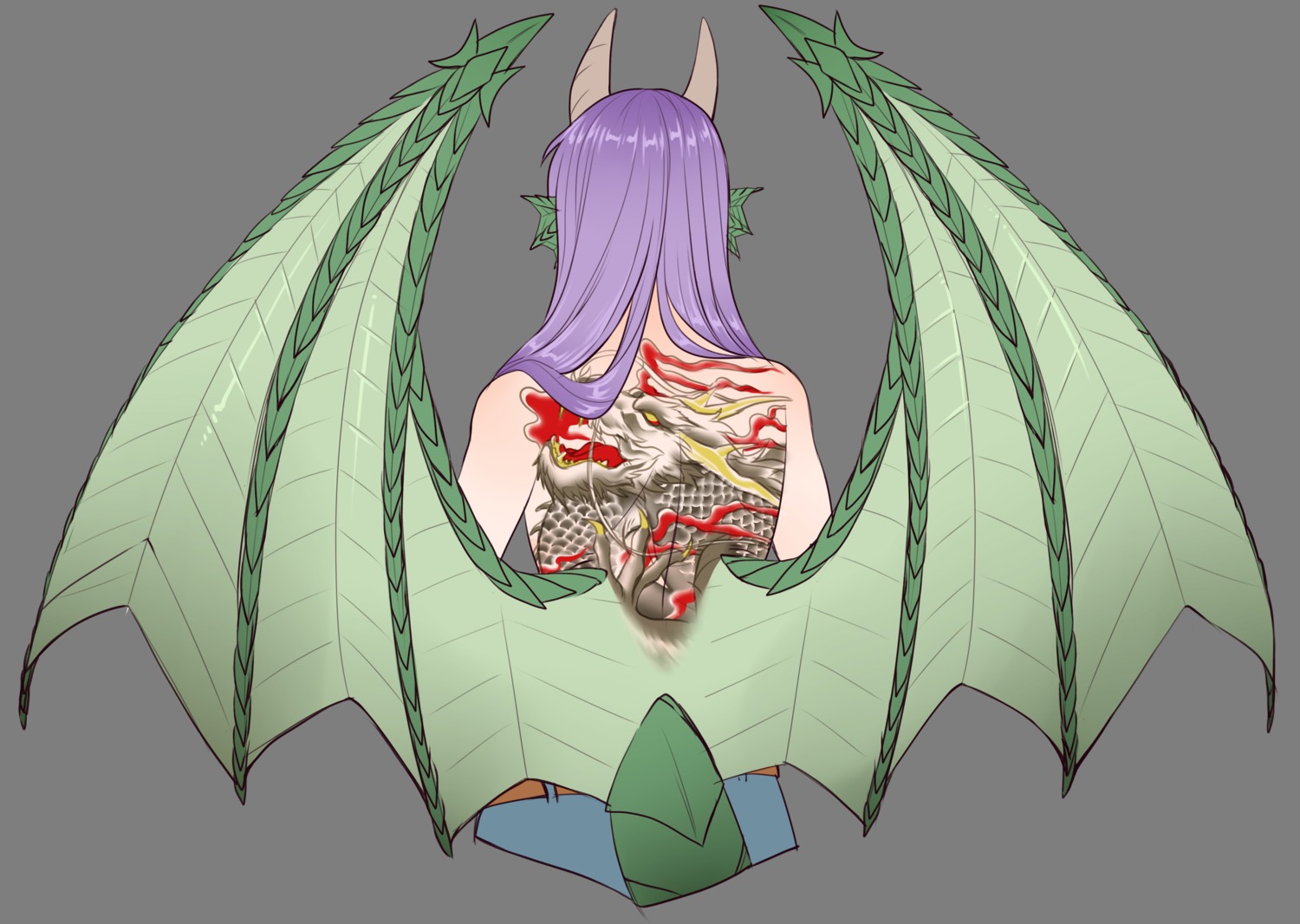 dragon_(monster_girl_encyclopedia), horns, manononos, monster_girl, monster_girl_encyclopedia, tattoo, topless, transparent_png, wings