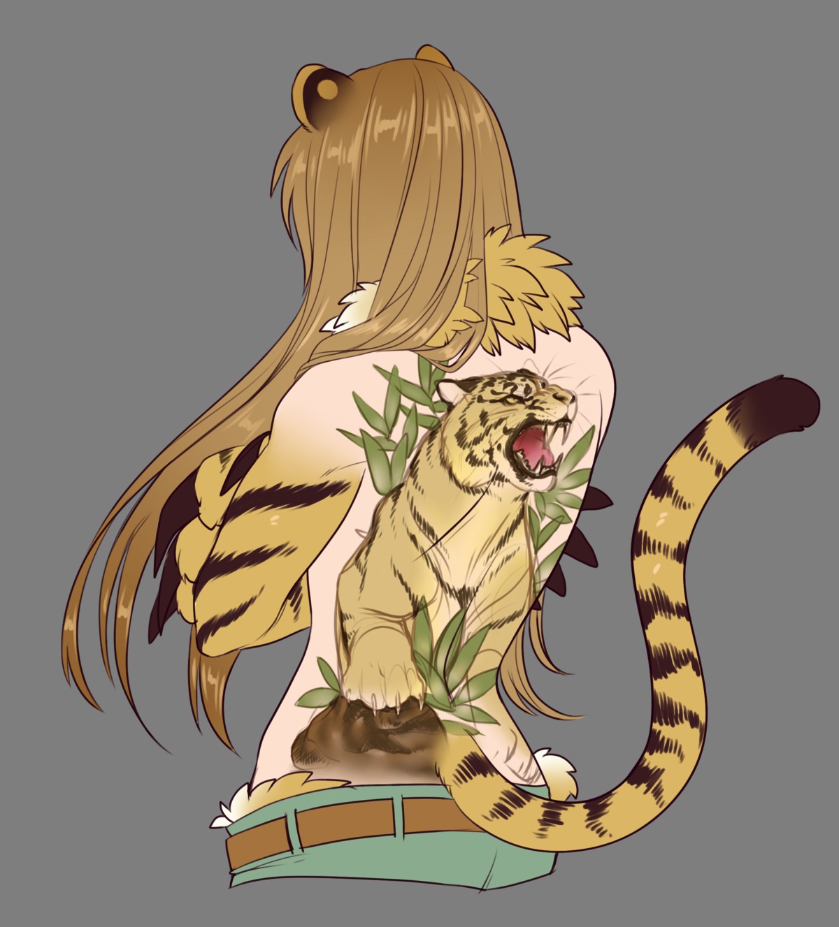 animal_ears, jinko_(monster_girl_encyclopedia), manononos, monster_girl_encyclopedia, tail, tattoo, topless, transparent_png