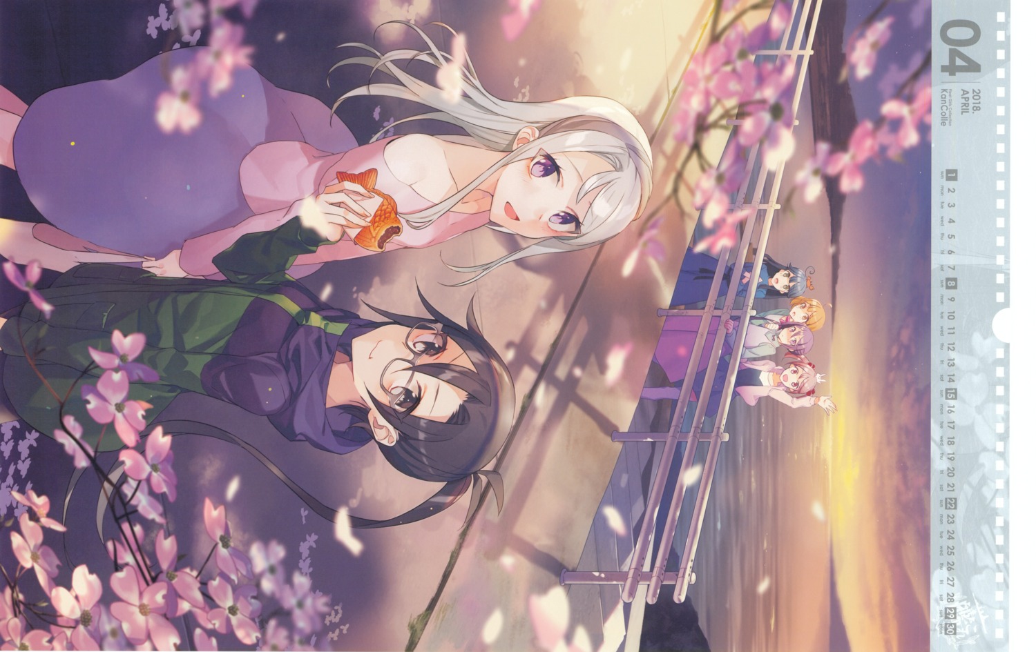akebono_(kancolle), amagiri_(kancolle), calendar, drew, kantai_collection, megane, oboro_(kancolle), sagiri_(kancolle)
