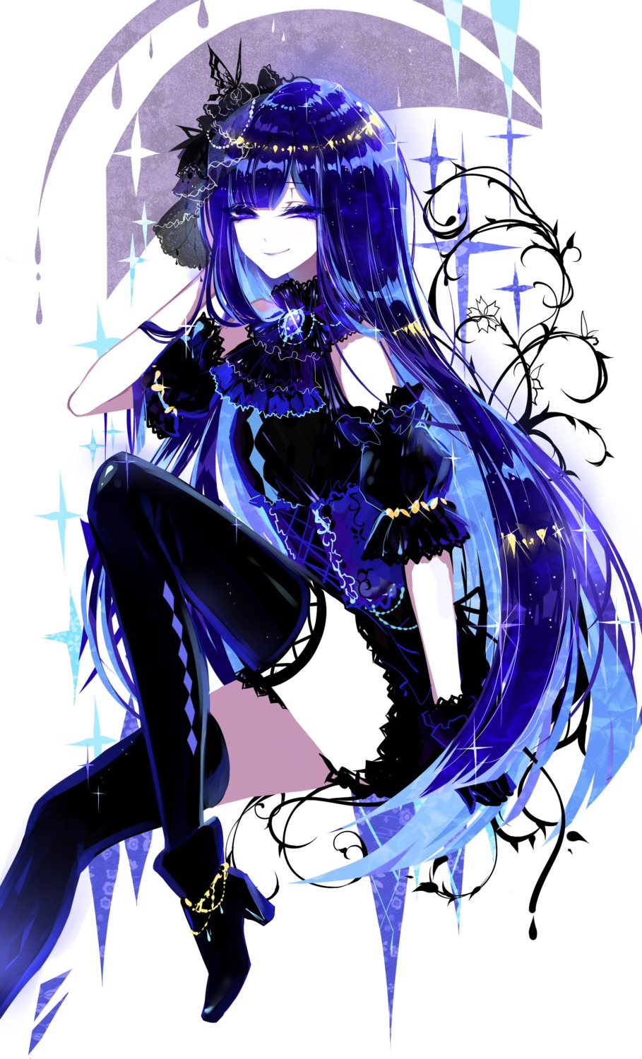 heels, houseki_no_kuni, lapis_lazuli_(houseki_no_kuni), sheya, thighhighs