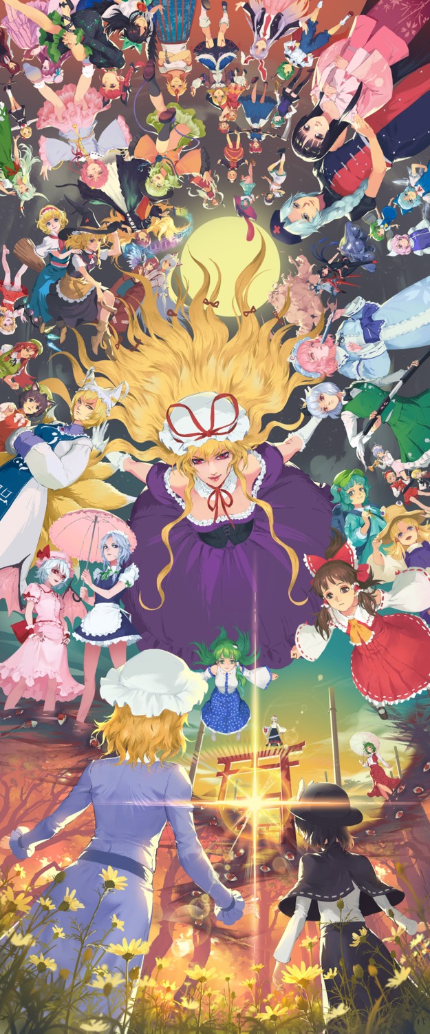 alice_margatroid, animal_ears, bloomers, bunny_ears, chen, cirno, flandre_scarlet, fujiwara_no_mokou, hakurei_reimu, hong_meiling, horns, houraisan_kaguya, izayoi_sakuya, kamishirasawa_keine, kawashiro_nitori, kirisame_marisa, koakuma, kochiya_sanae, konpaku_youmu, maid, maribel_hearn, momijigari, moriya_suwako, mystia_lorelei, patchouli_knowledge, reisen_udongein_inaba, reiuji_utsuho, remilia_scarlet, saigyouji_yuyuko, sword, tail, thighhighs, touhou, umbrella, usami_renko, wet, wings, witch, yagokoro_eirin, yakumo_ran, yakumo_yukari