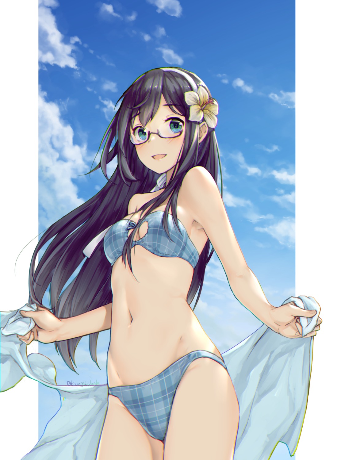 bikini, cleavage, kangoku_kou, kantai_collection, megane, ooyodo_(kancolle), swimsuits