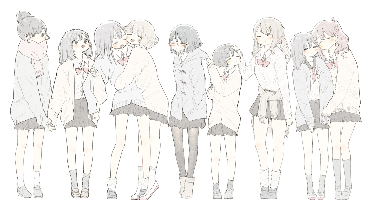 fuyuri_(tibirobo), megane, pantyhose, seifuku, sweater, yuri