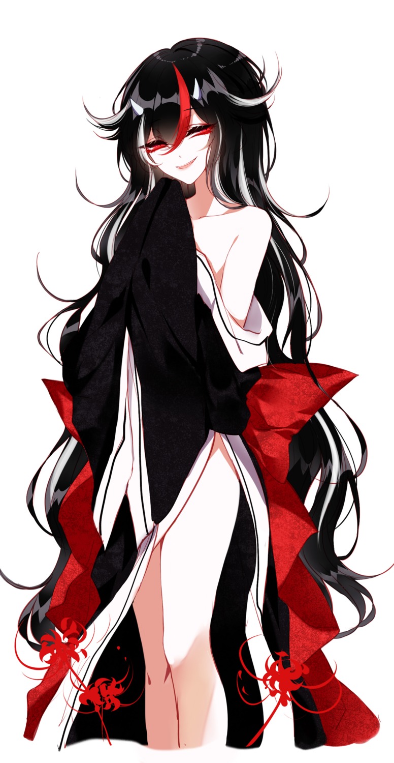 horns, japanese_clothes, kijin_seija, open_shirt, sheya, touhou