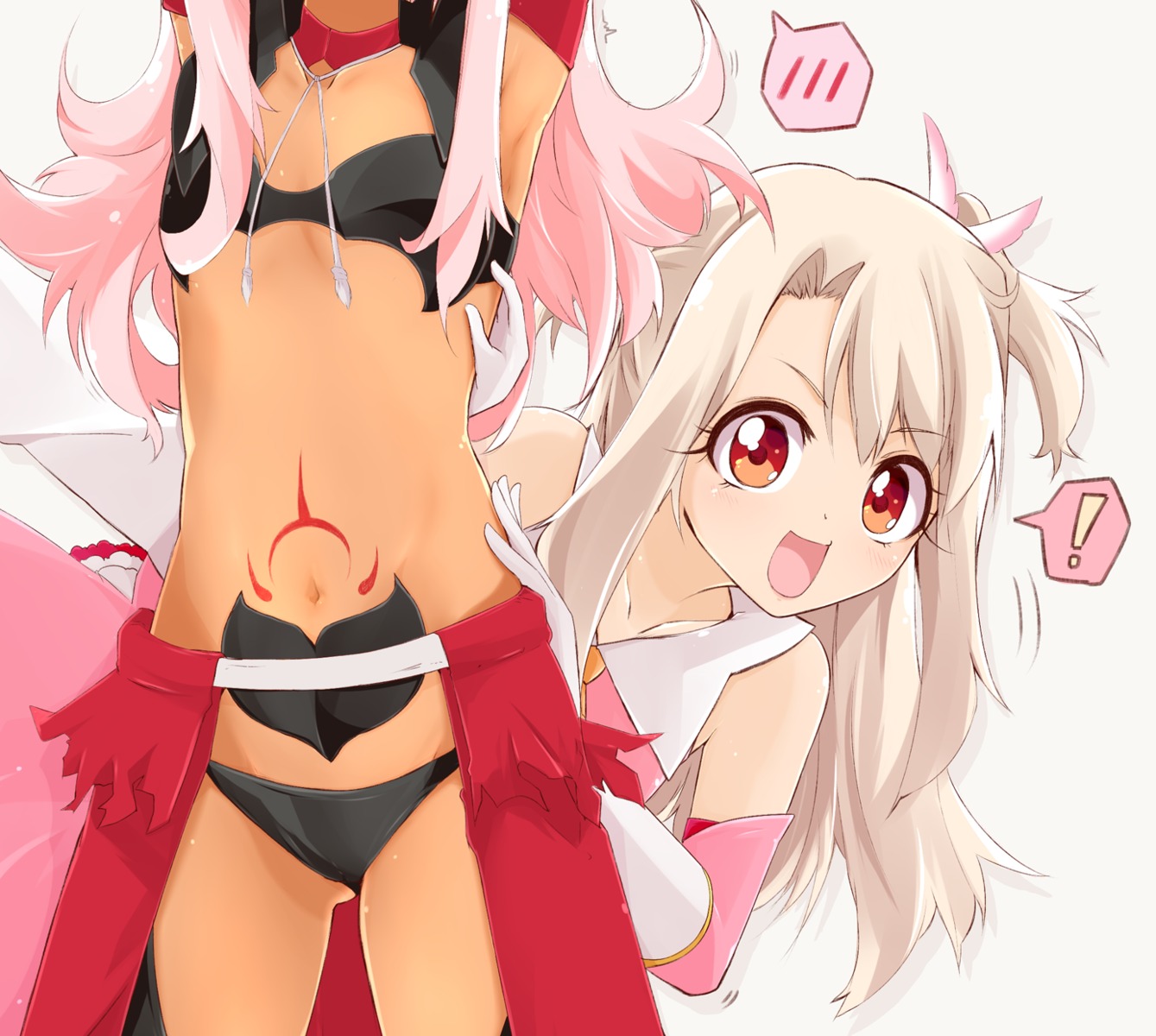 ashita_wa_hitsuji, bikini_armor, chloe_von_einzbern, fate/kaleid_liner_prisma_illya, fate/stay_night, illyasviel_von_einzbern, tattoo