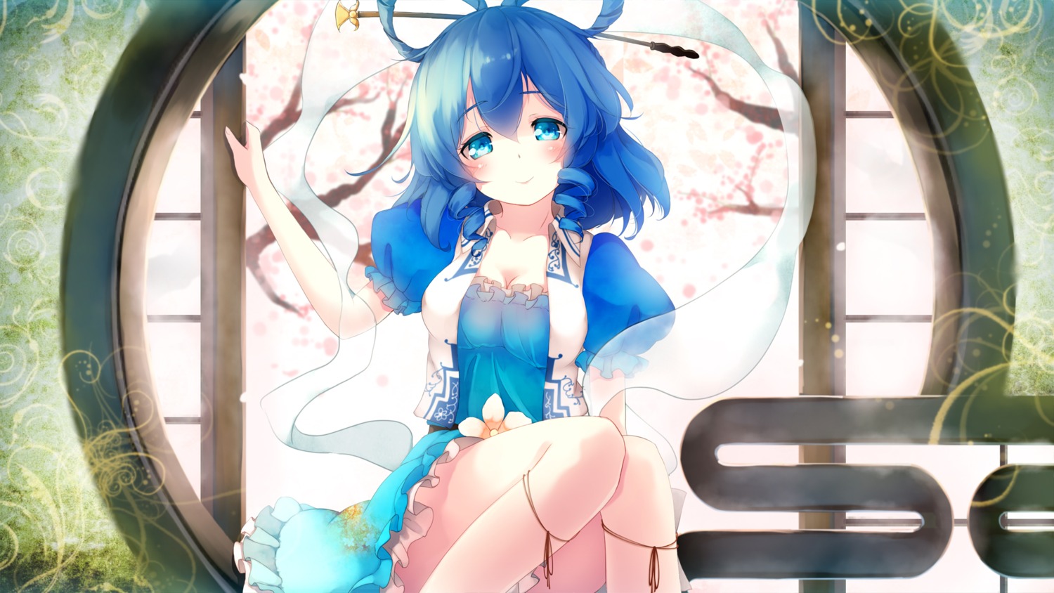 cleavage, gengetsu_chihiro, kaku_seiga, touhou, wallpaper