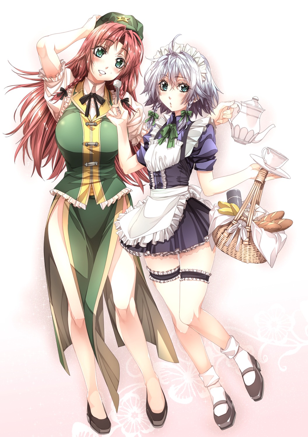 garter, hong_meiling, ichikawa_ryuunosuke, izayoi_sakuya, maid, touhou