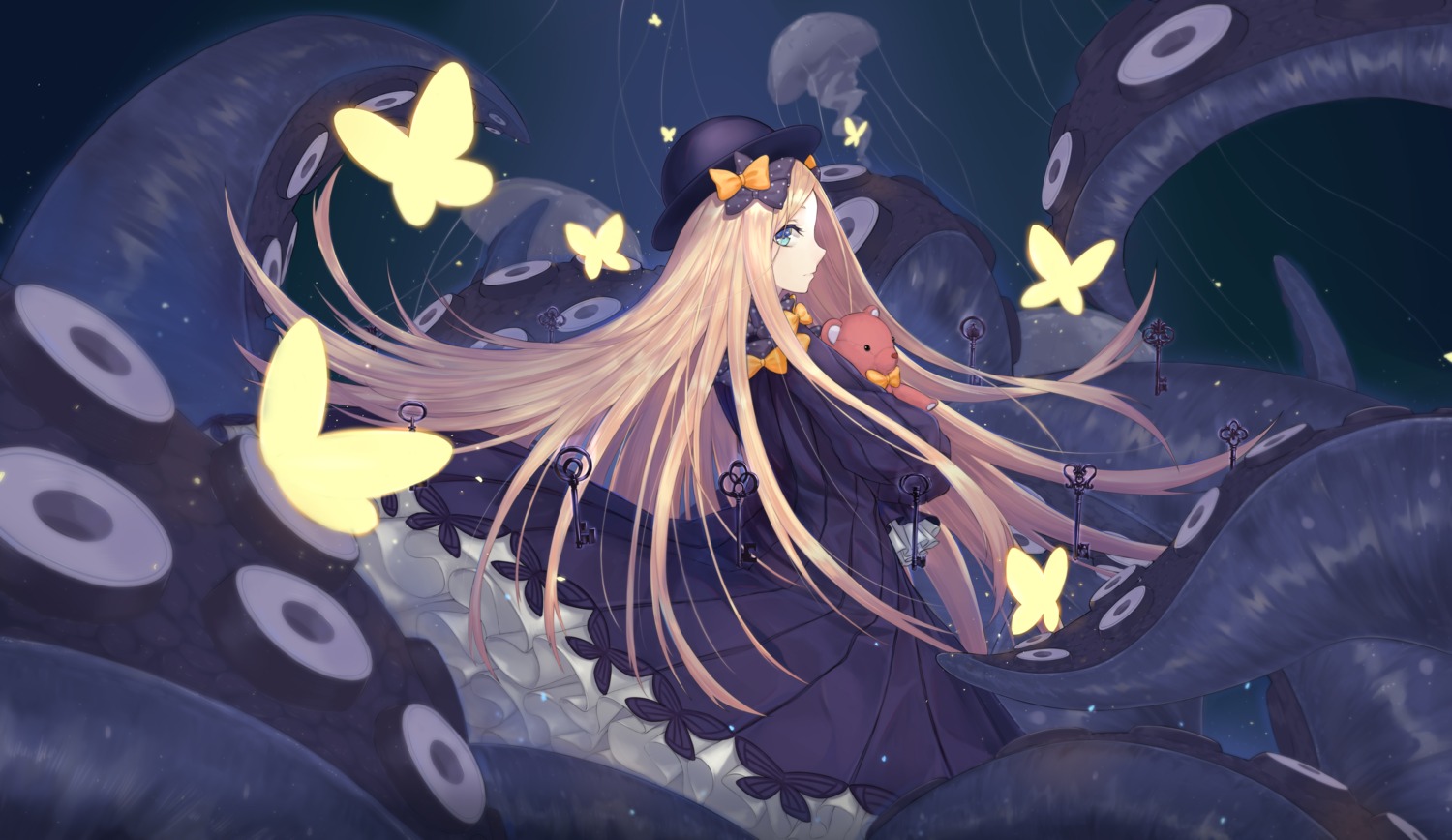 abigail_williams_(fate), dress, fate/grand_order, shiko_(pixiv3834224), tentacles