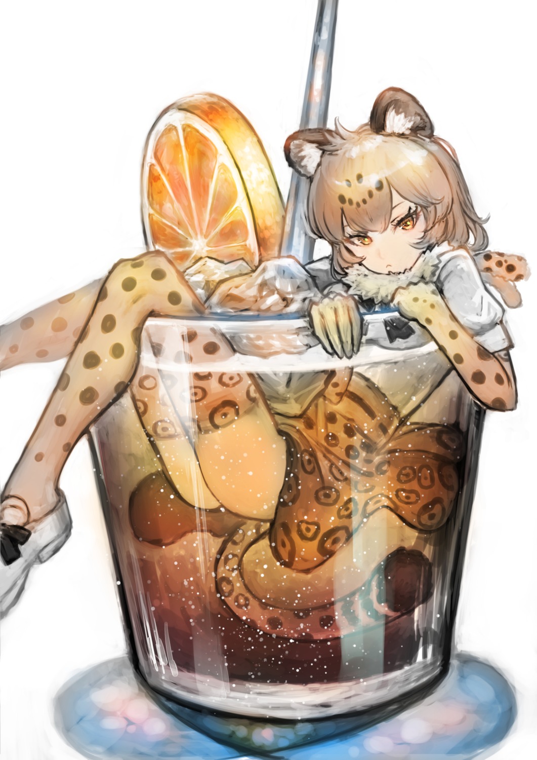 animal_ears, desuka_(sasadango6), jaguar_(kemono_friends), kemono_friends, tail, thighhighs, wet