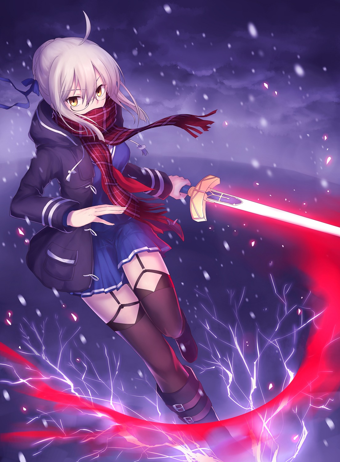 fate/grand_order, gogatsu_fukuin, heroine_x_alter, megane, seifuku, stockings, sword, thighhighs