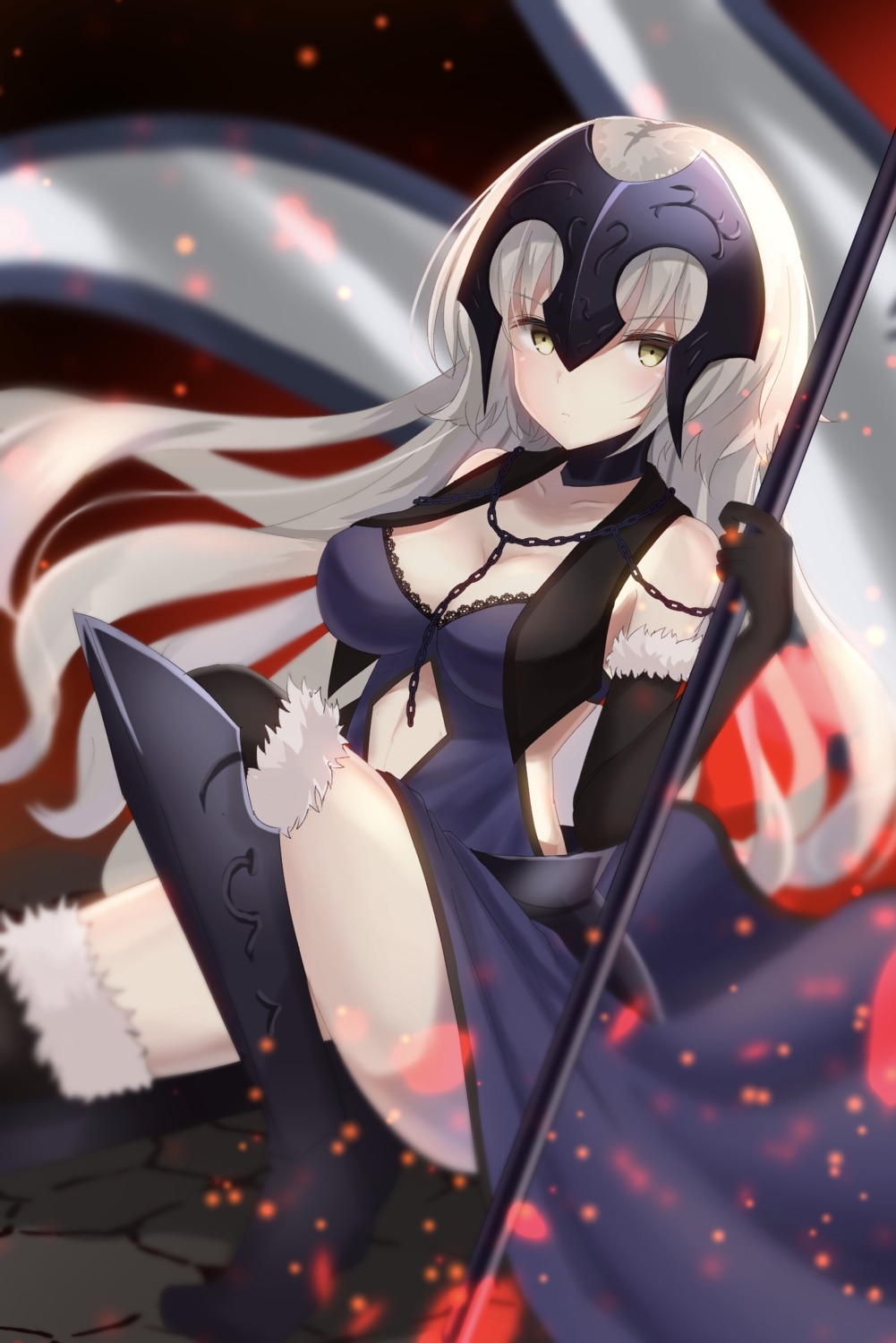 armor, cleavage, dress, fate/grand_order, heels, jeanne_d'arc, jeanne_d'arc_alter_(fate), kichi