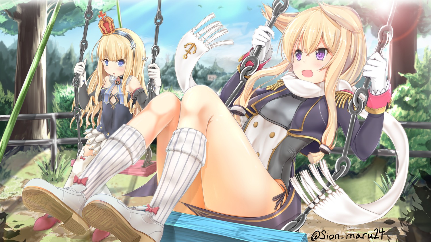 animal_ears, azur_lane, maru_shion, pantsu, queen_elizabeth_(azur_lane), string_panties, thighhighs, uniform