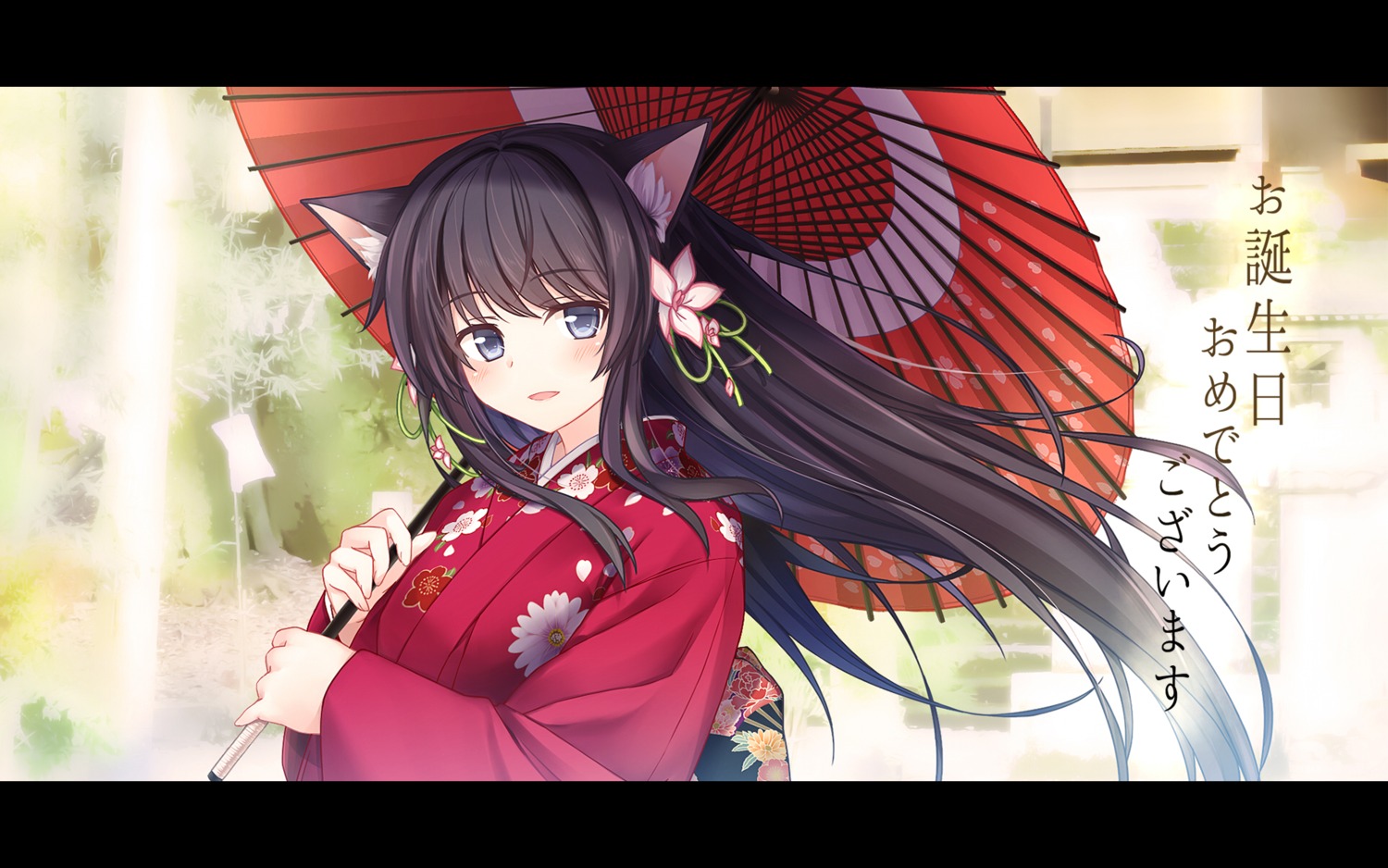 animal_ears, fuji_kakei, kimono, umbrella