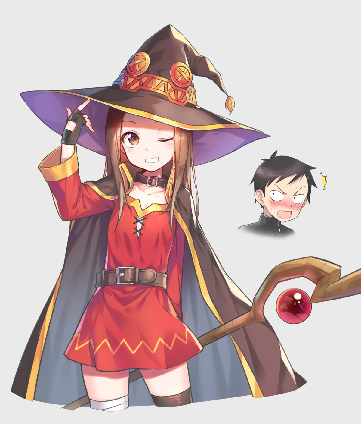 bandages, cosplay, dress, hika_(cross-angel), karakai_jouzu_no_takagi-san, kono_subarashii_sekai_ni_shukufuku_wo!, nishikata, takagi-san