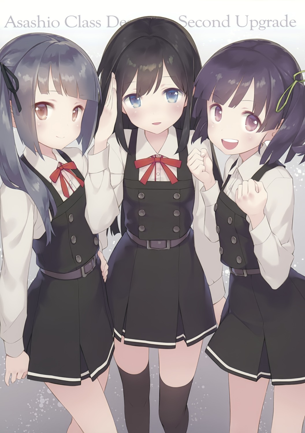 akutoku_doumei, asashio_(kancolle), gayarou, kantai_collection, kasumi_(kancolle), ooshio_(kancolle), seifuku, thighhighs