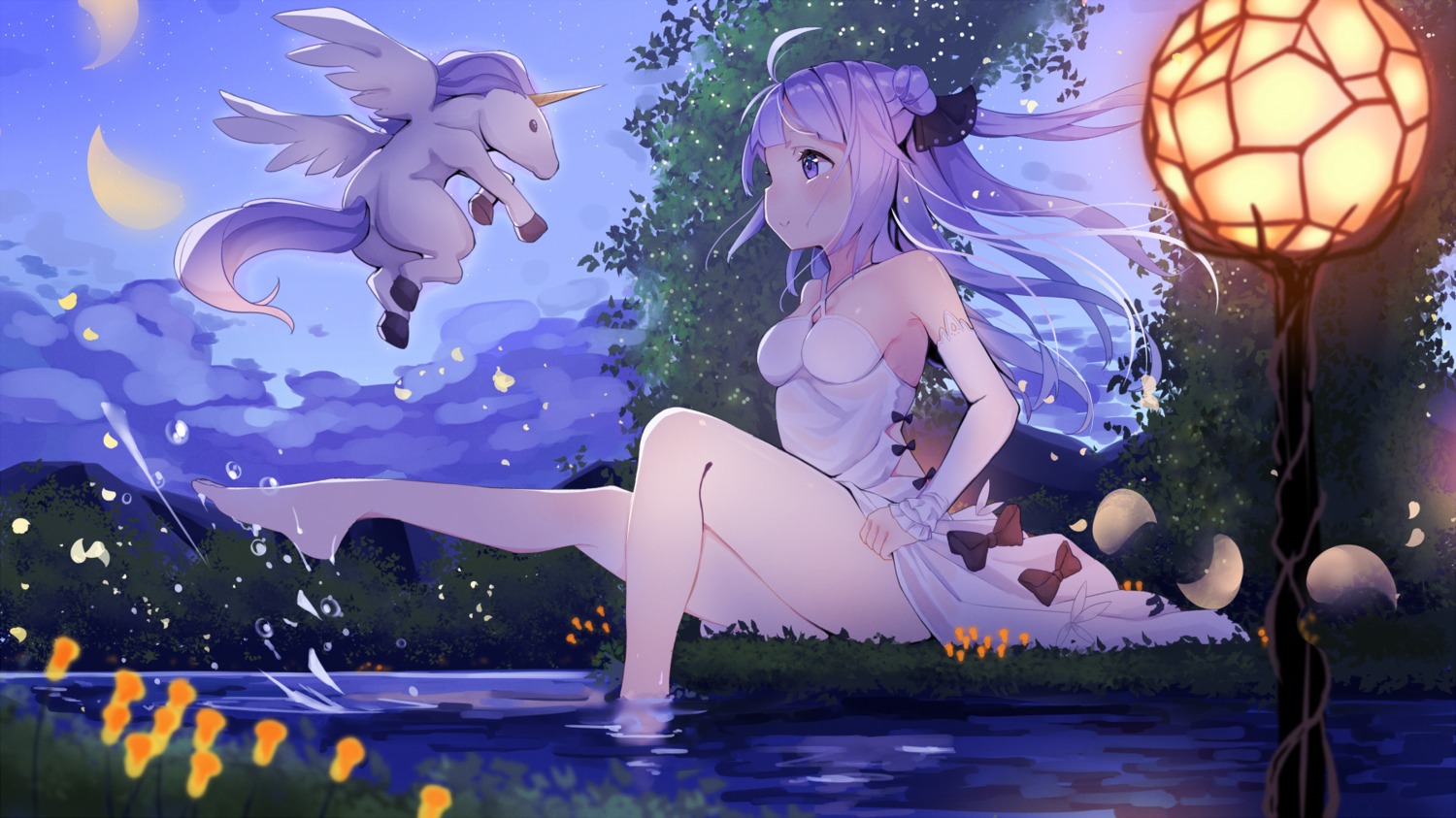 azur_lane, cleavage, dress, unicorn_(azur_lane), wankoo-mikami, wet
