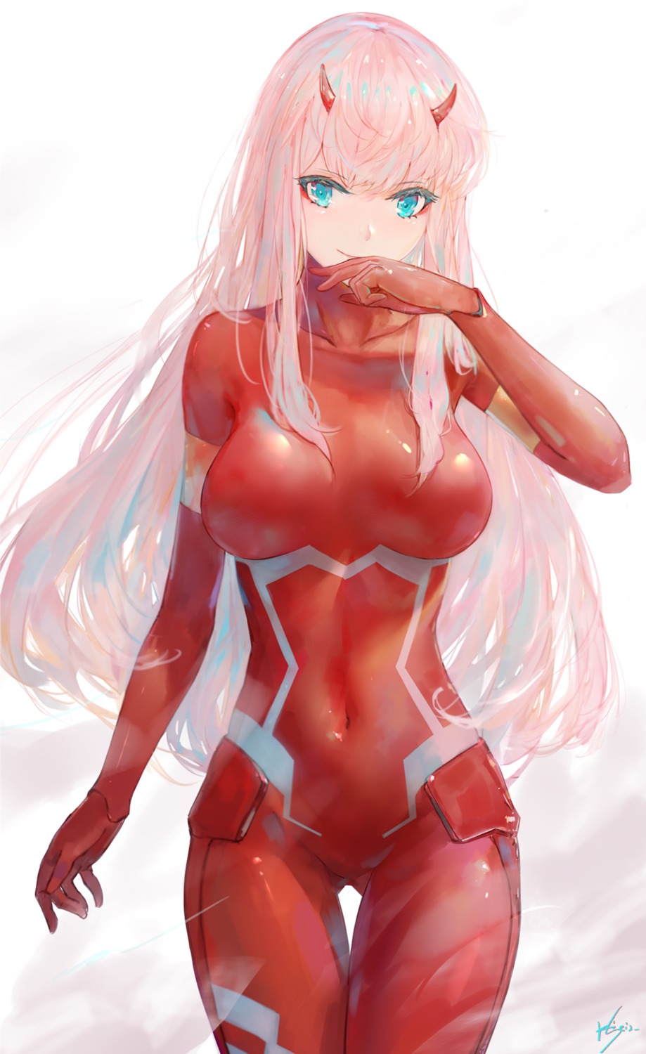 bodysuit, darling_in_the_franxx, horns, kisei2, zero_two_(darling_in_the_franxx)