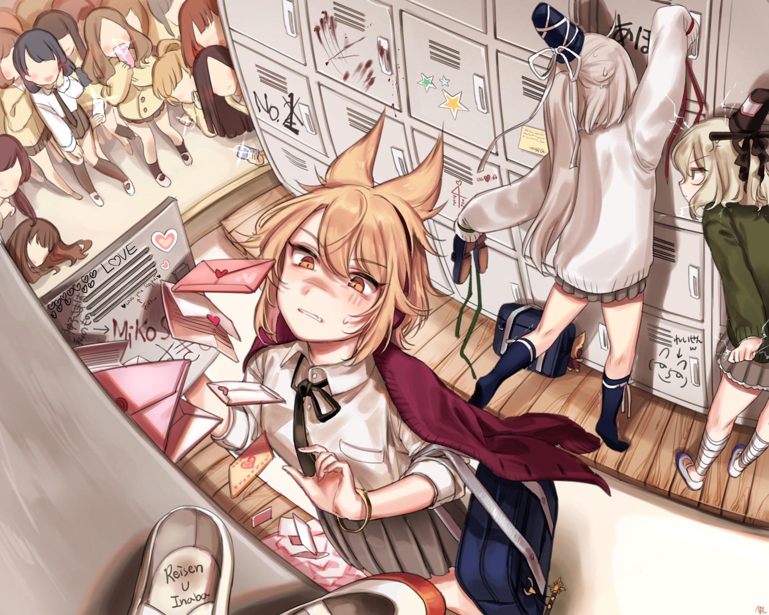 bandages, mononobe_no_futo, seifuku, shan, soga_no_tojiko, sweater, touhou, toyosatomimi_no_miko
