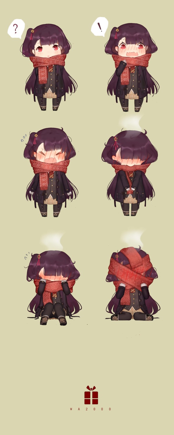 chibi, expression, girls_frontline, oka_ball, pantyhose, seifuku, wa2000_(girls_frontline)